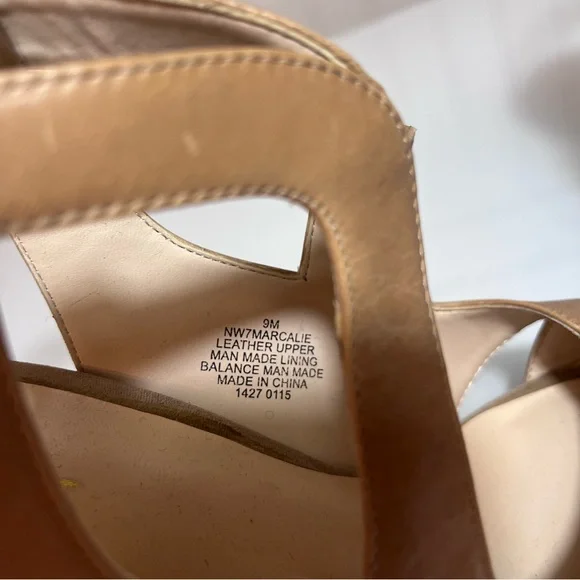 Nine West Marcalie Tan Leather Platform Sandals Strappy Peep Toe Block Heel sz 9 - Picture 5 of 16